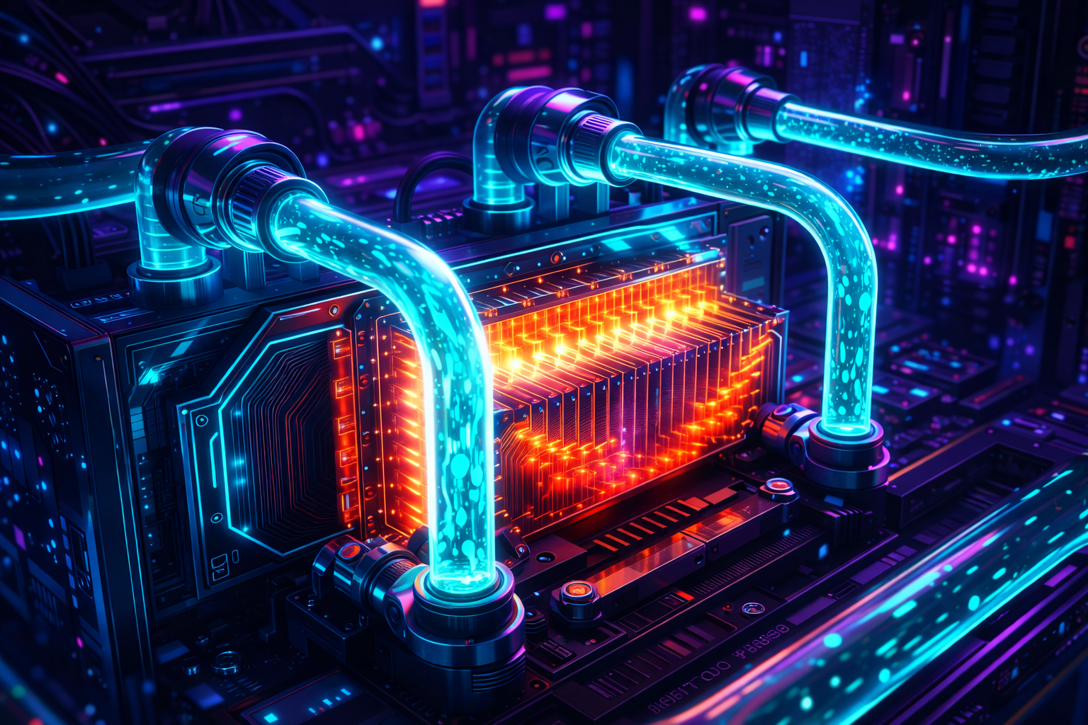 GPU liquid cooling system visualization