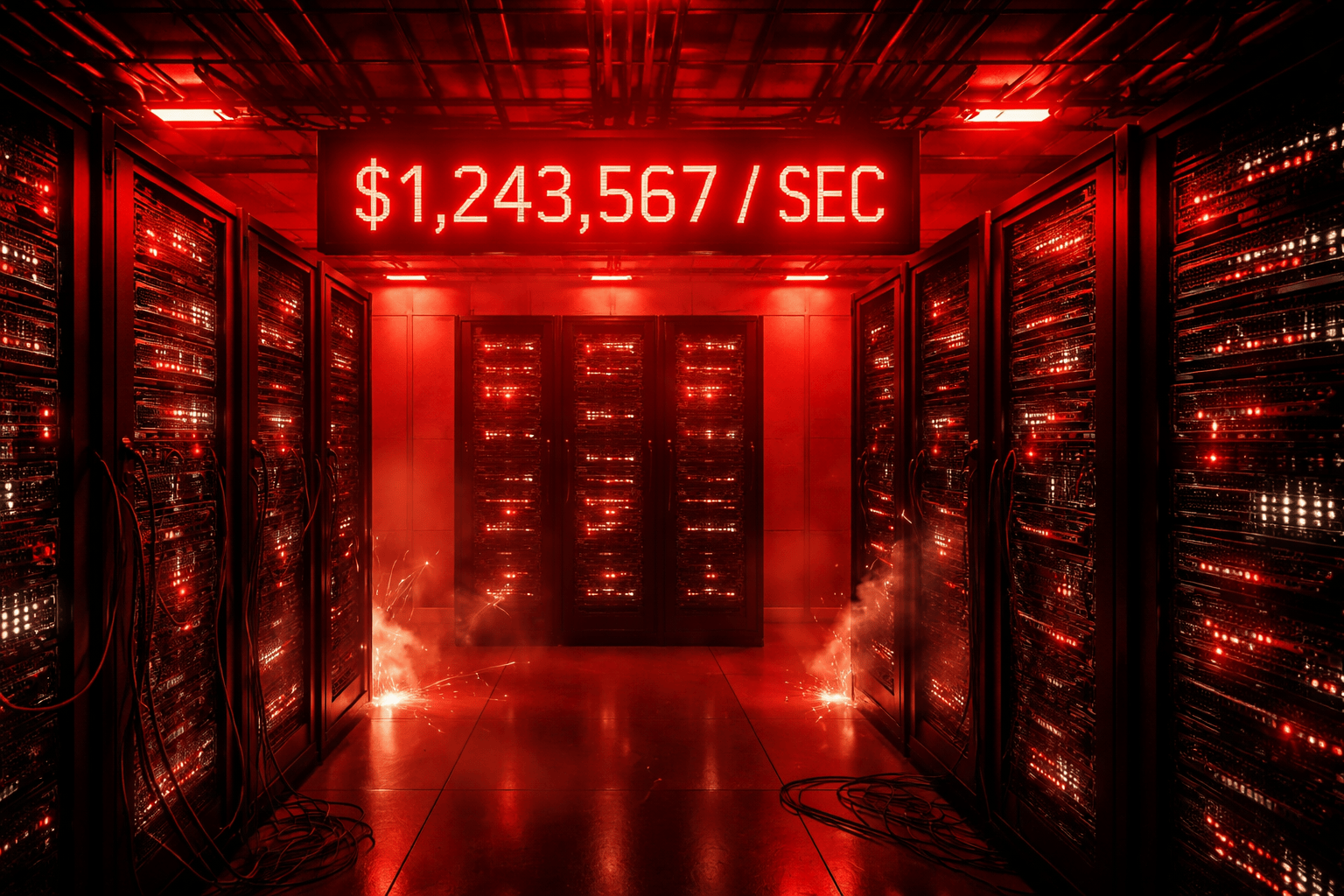 Data center downtime cost visualization emergency lighting