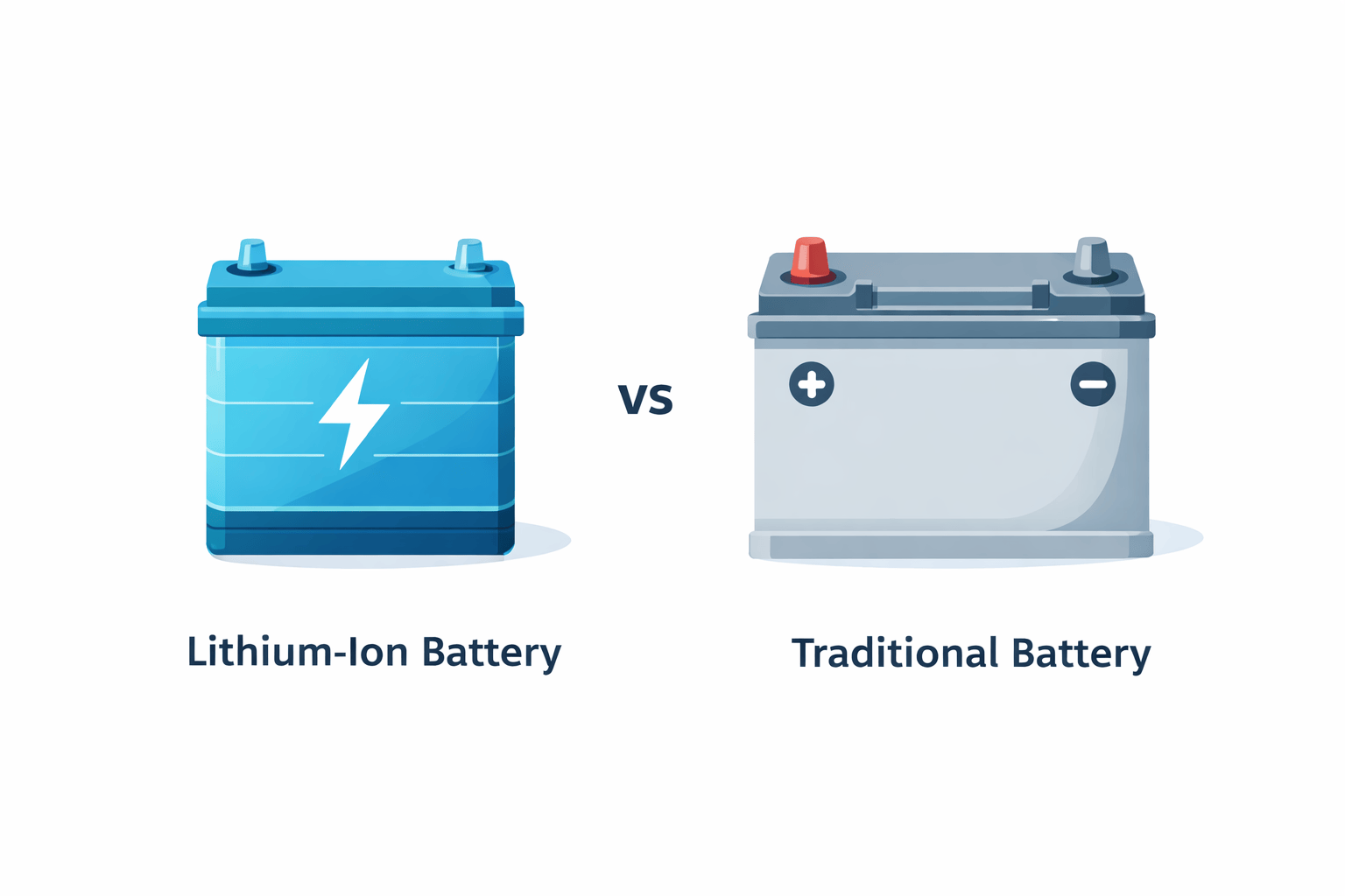 Lithium-ion versus traditional battery comparison infographic