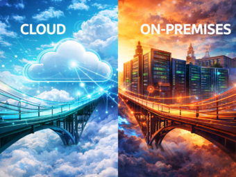 Hybrid cloud on-premises architecture collage